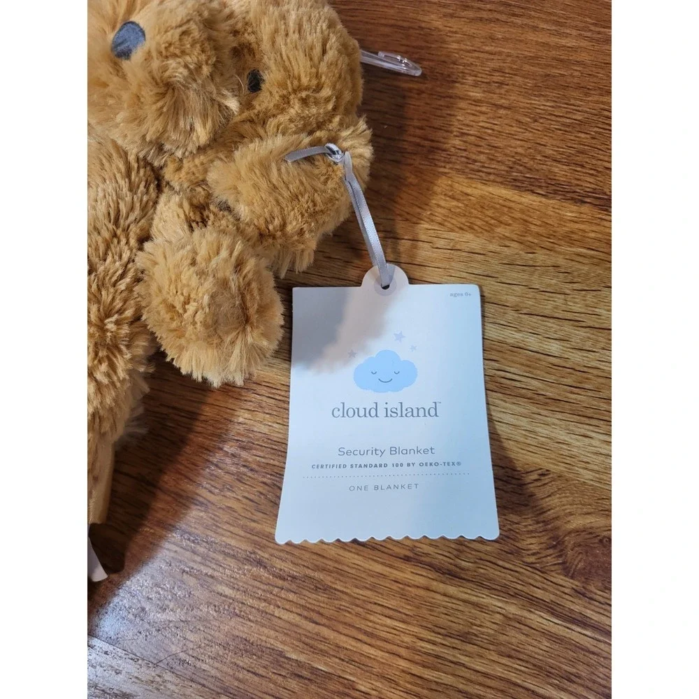Cloud Island Brown Plush Satin Stuffed Dog Lovey Security Blanket 14